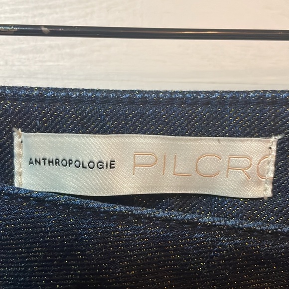 NWT Anthropologie Pilcro High-Rise Sparkle Gold Shimmer Denim Leggings Size 28P. - Picture 7 of 14